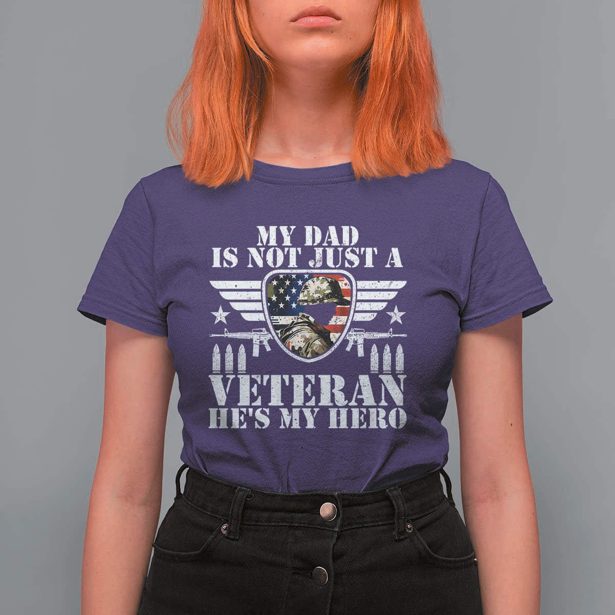 Military Family Veteran Support T Shirt For Women My Papa US Veteran My Hero