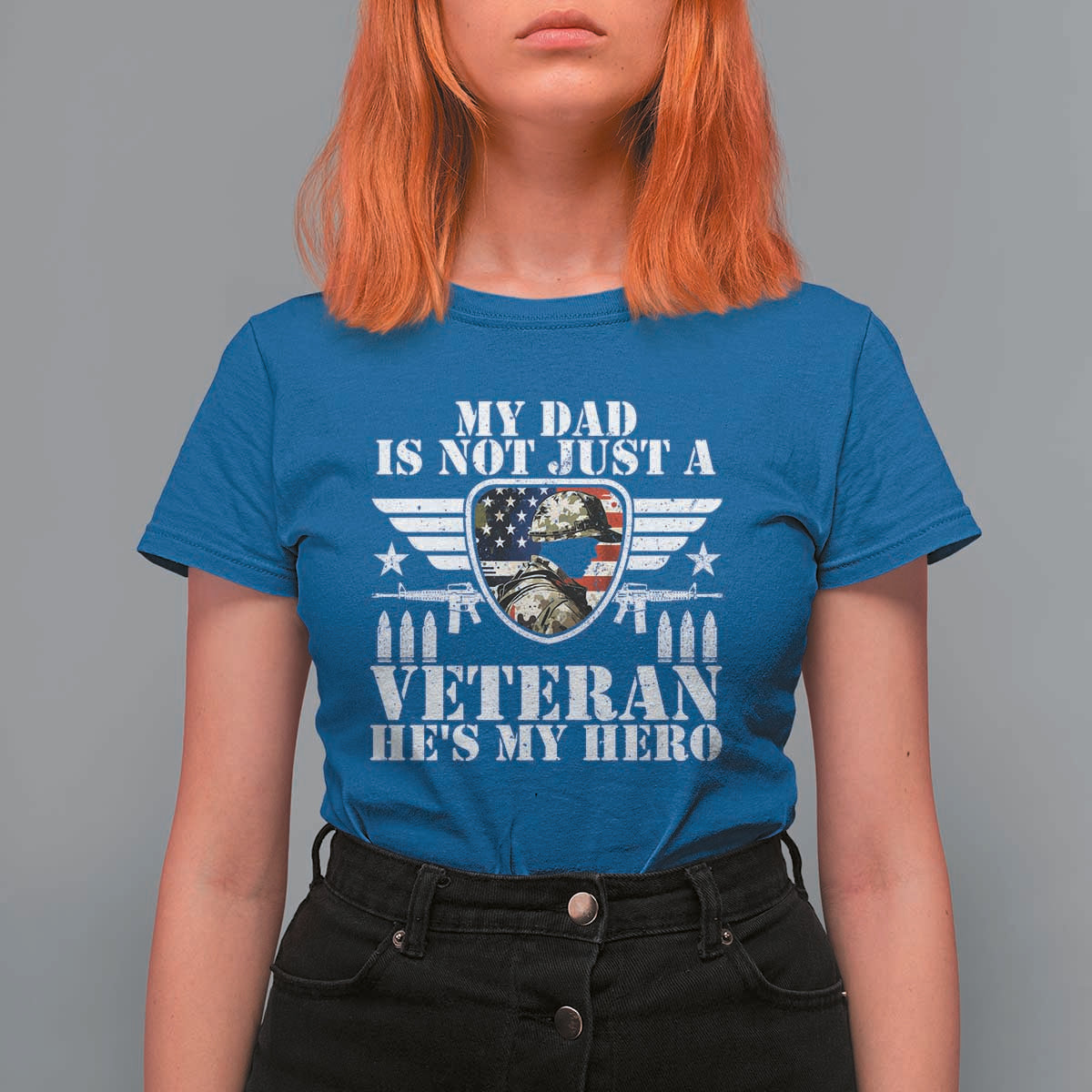 Military Family Veteran Support T Shirt For Women My Papa US Veteran My Hero