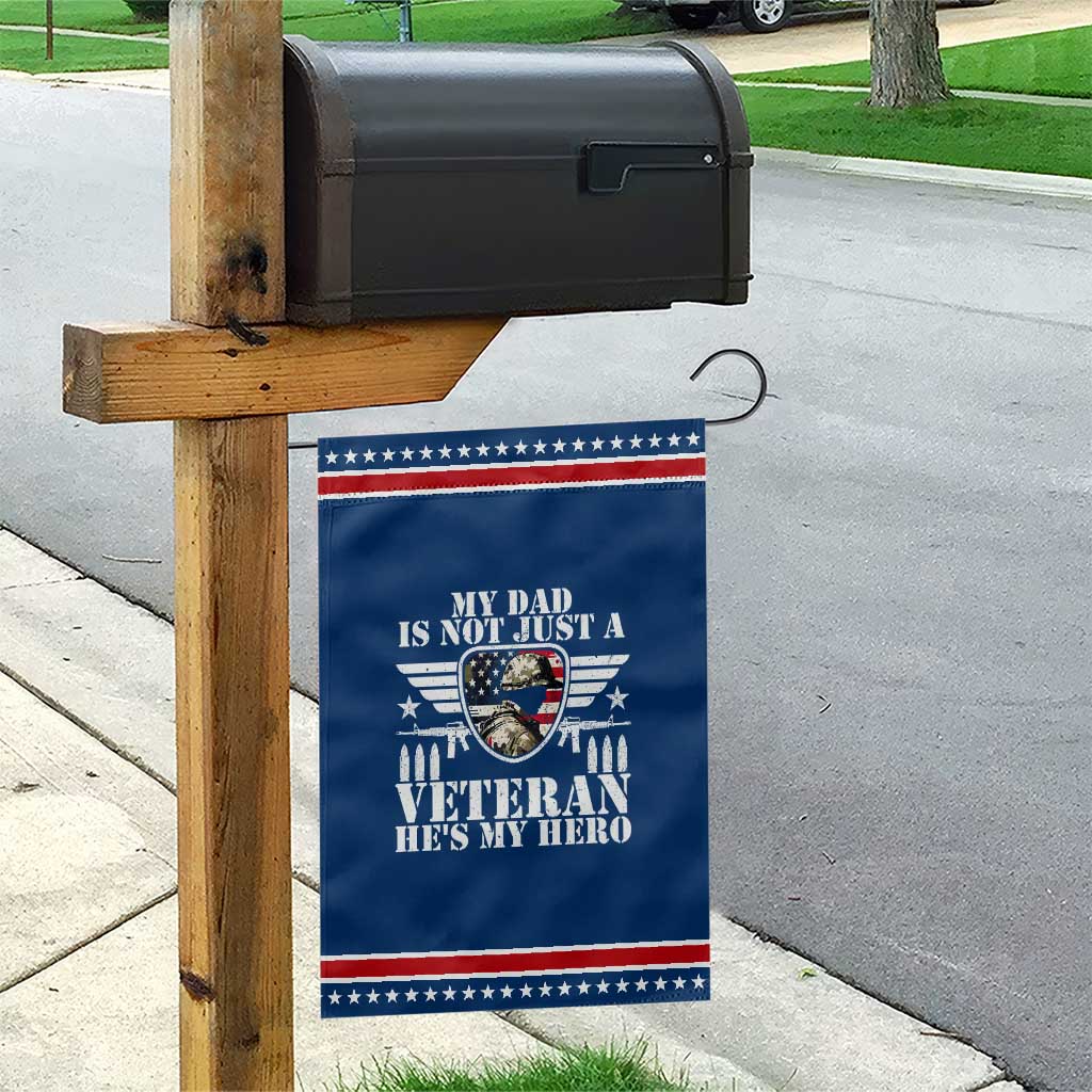 Military Family Veteran Support Patriotic Garden Flag My Papa US Veteran My Hero