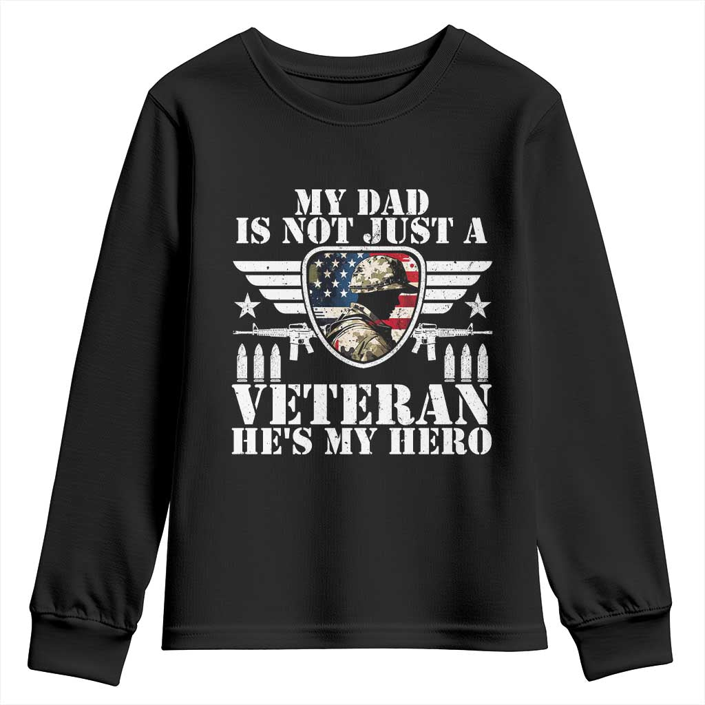 Military Family Veteran Support Youth Sweatshirt My Papa US Veteran My Hero
