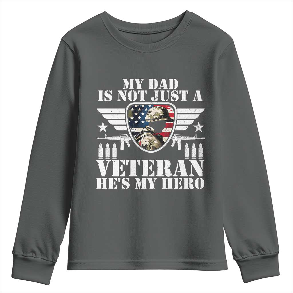 Military Family Veteran Support Youth Sweatshirt My Papa US Veteran My Hero