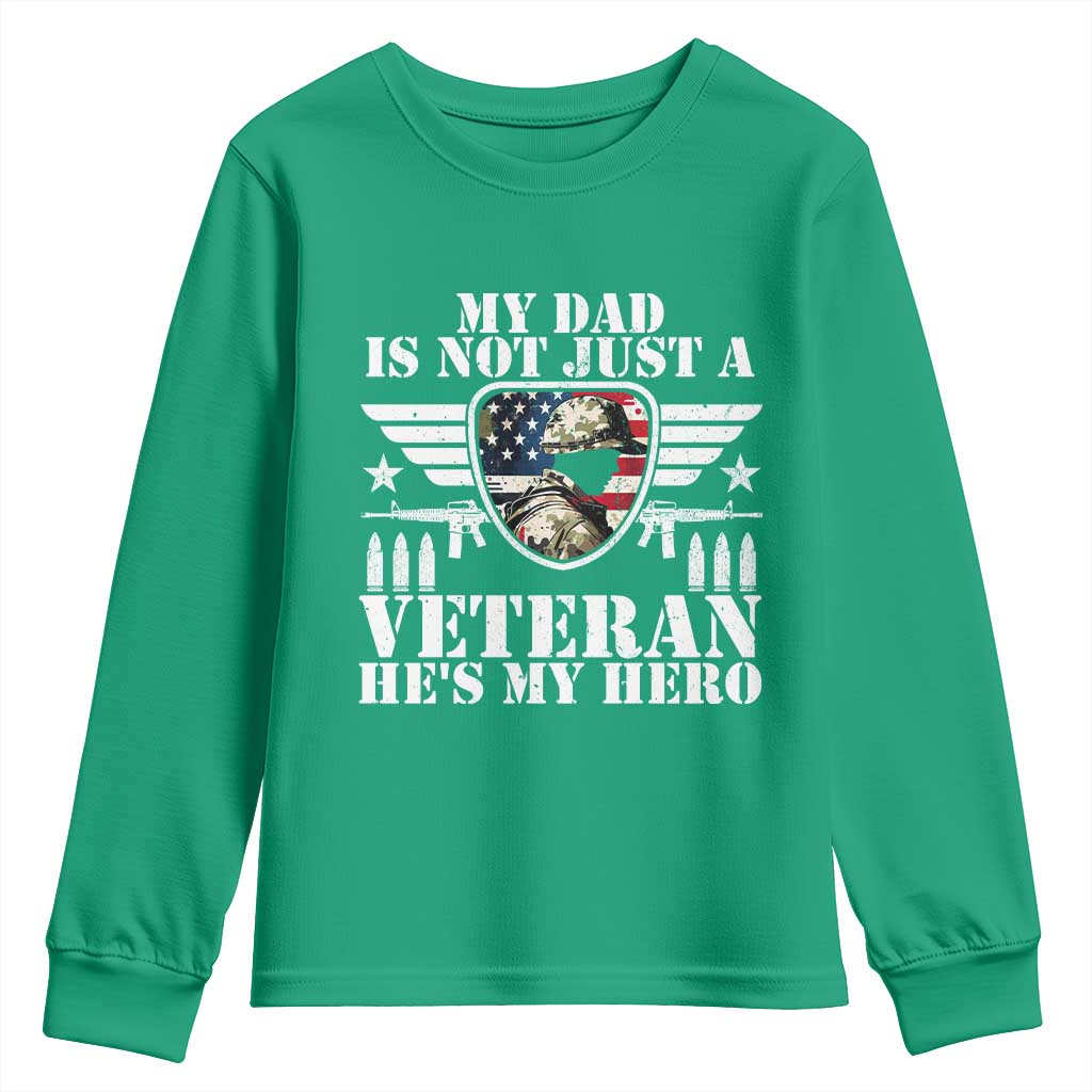 Military Family Veteran Support Youth Sweatshirt My Papa US Veteran My Hero