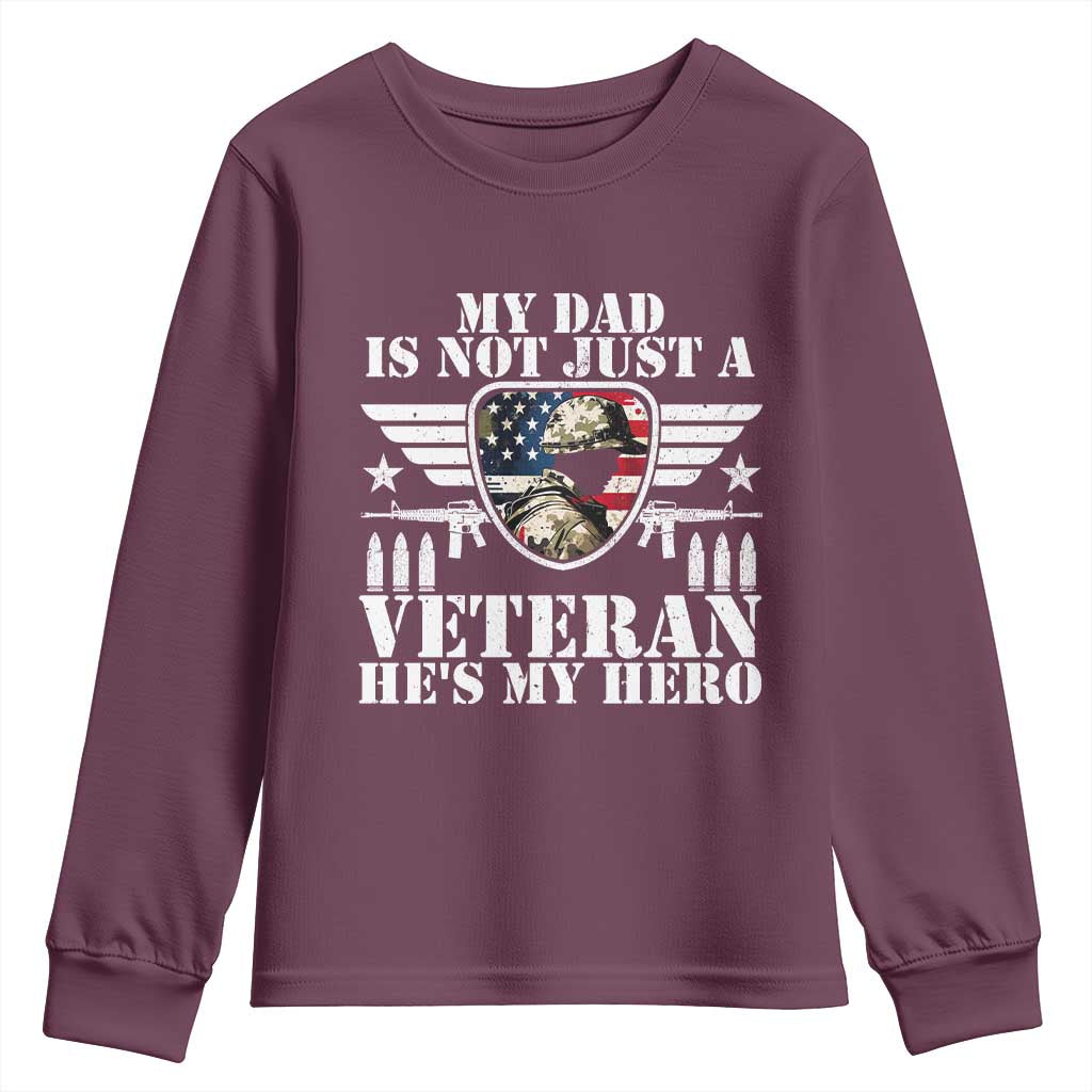 Military Family Veteran Support Youth Sweatshirt My Papa US Veteran My Hero