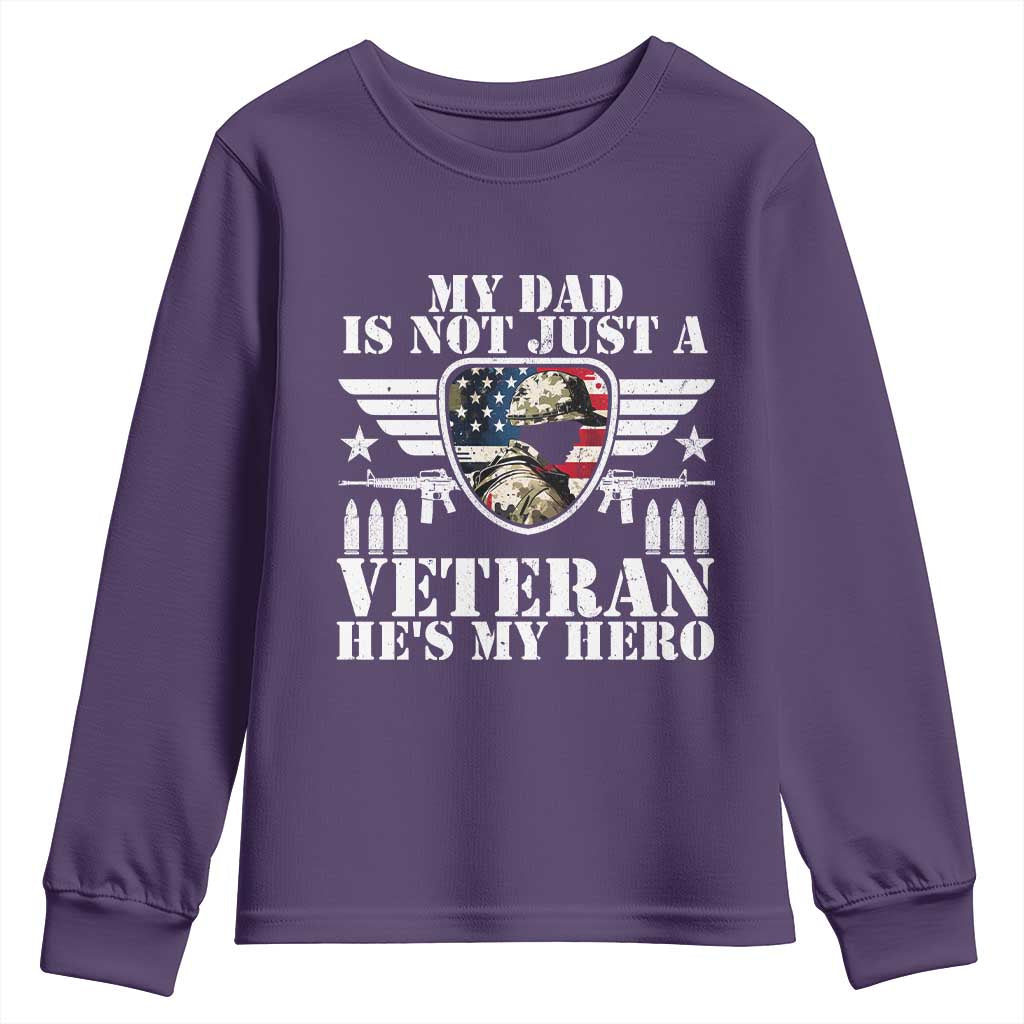 Military Family Veteran Support Youth Sweatshirt My Papa US Veteran My Hero
