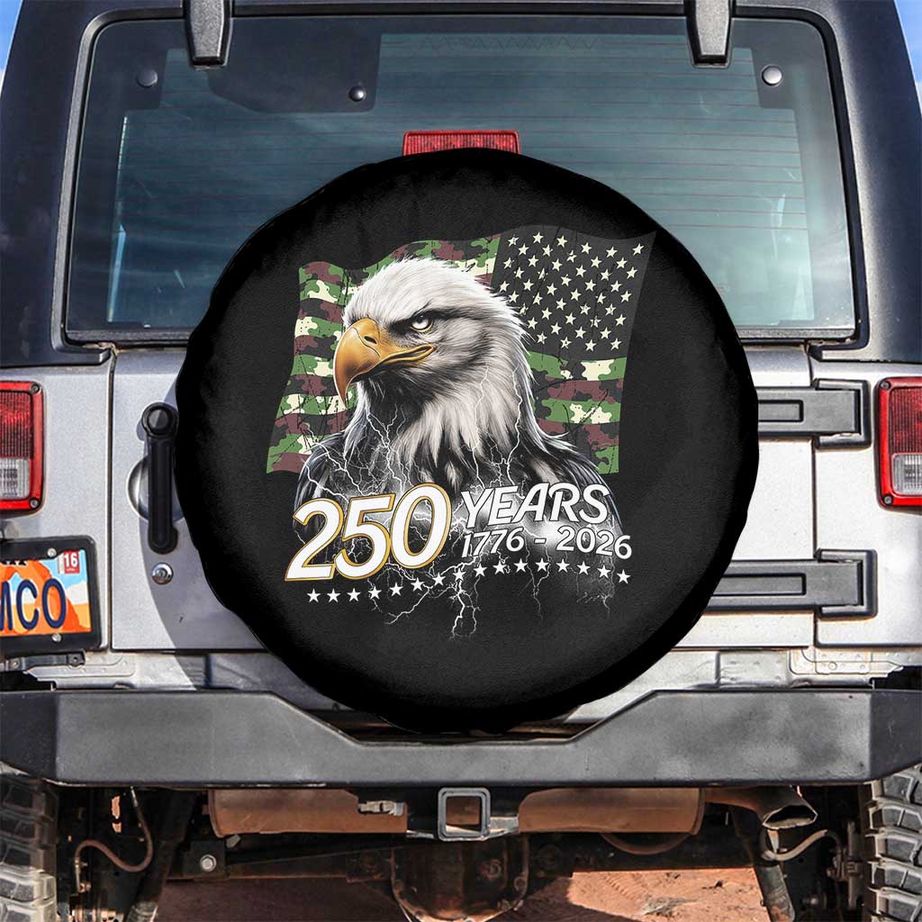 250 Years America Anniversary Spare Tire Cover Patriotic Bald Eagle Military Tactical American Flag Camo