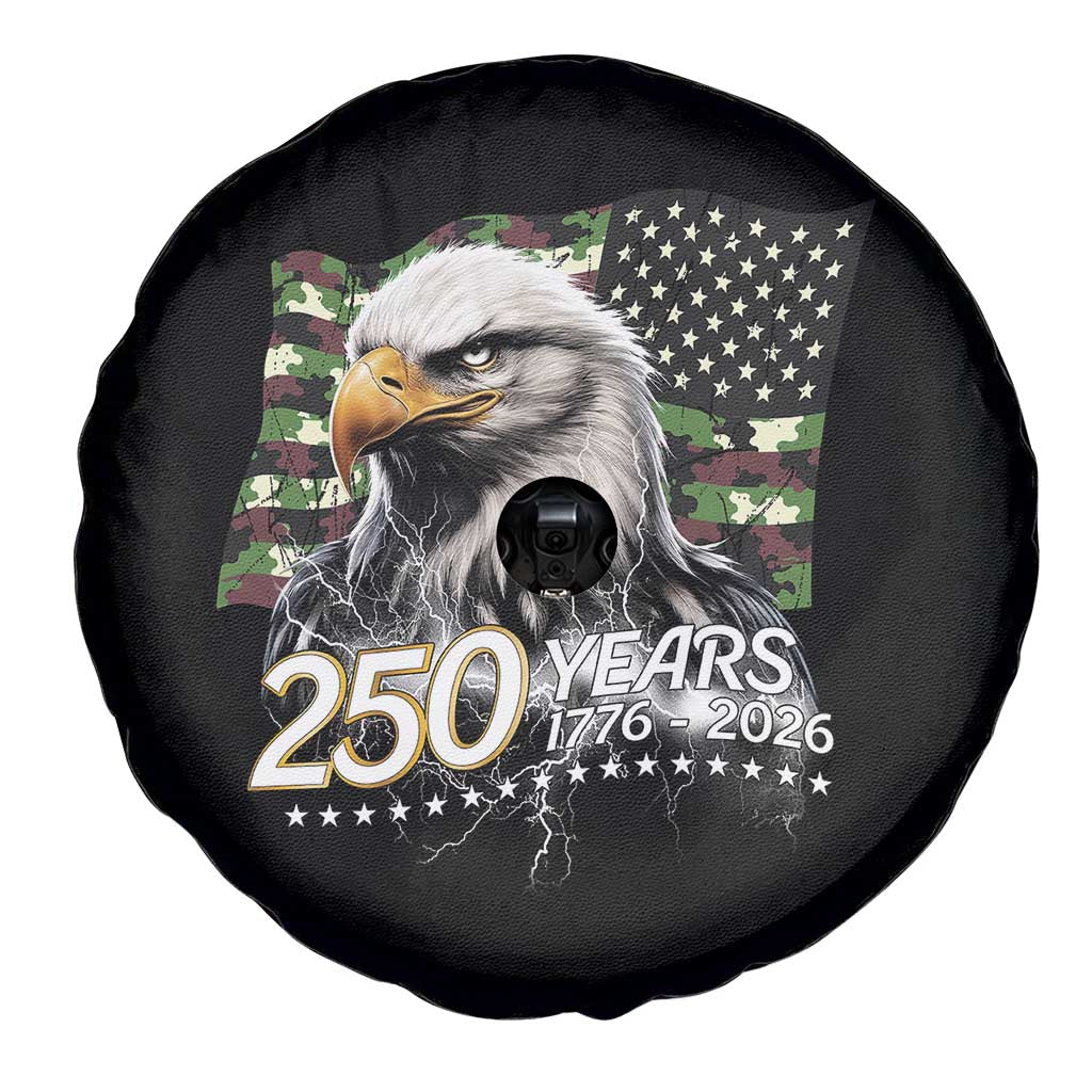 250 Years America Anniversary Spare Tire Cover Patriotic Bald Eagle Military Tactical American Flag Camo