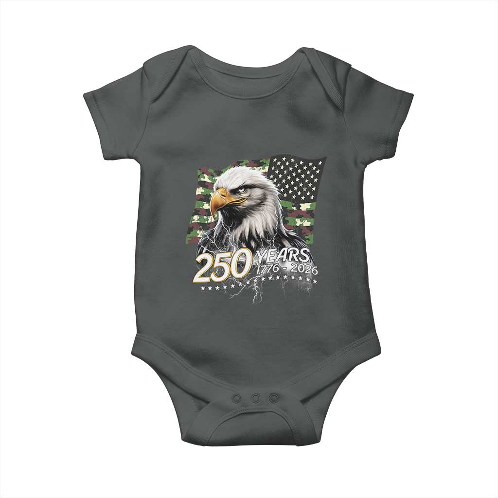 250 Years America Anniversary Baby Onesie Patriotic Bald Eagle Military Tactical American Flag Camo