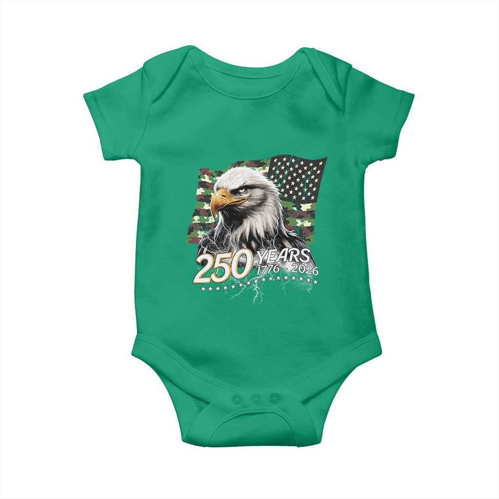 250 Years America Anniversary Baby Onesie Patriotic Bald Eagle Military Tactical American Flag Camo