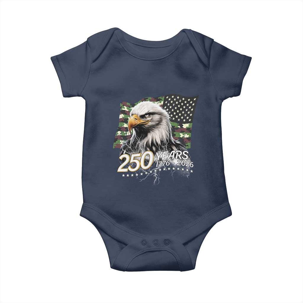 250 Years America Anniversary Baby Onesie Patriotic Bald Eagle Military Tactical American Flag Camo