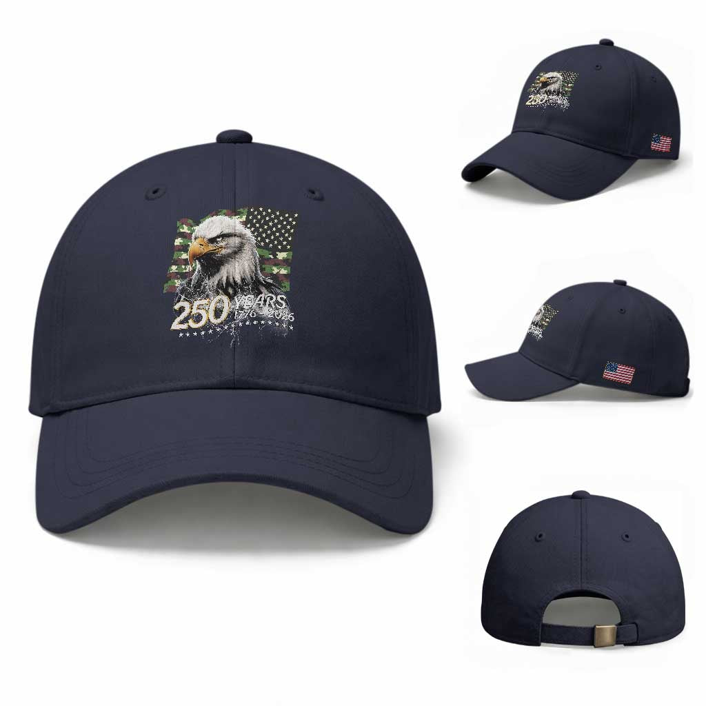 250 Years America Anniversary Baseball Cap Patriotic Bald Eagle Military Tactical American Flag Camo