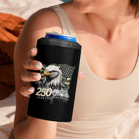 250 Years America Anniversary 4 in 1 Can Cooler Tumbler Patriotic Bald Eagle Military Tactical American Flag Camo