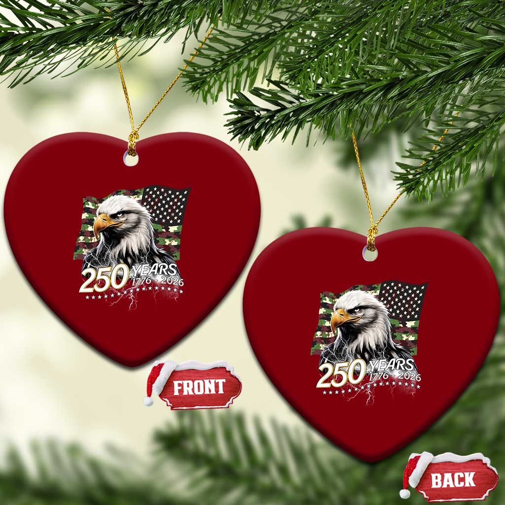 250 Years America Anniversary Ceramic Ornament Patriotic Bald Eagle Military Tactical American Flag Camo