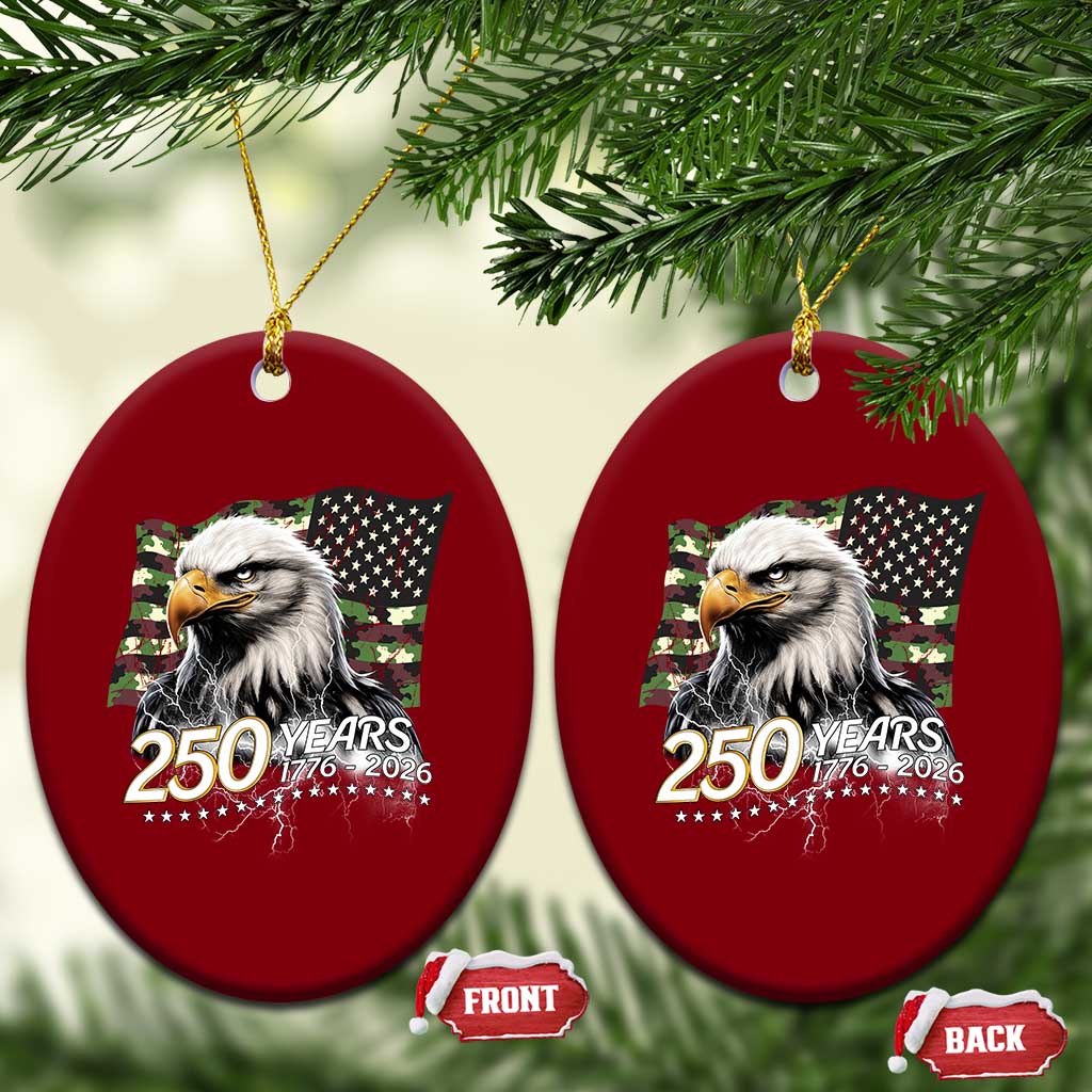 250 Years America Anniversary Ceramic Ornament Patriotic Bald Eagle Military Tactical American Flag Camo