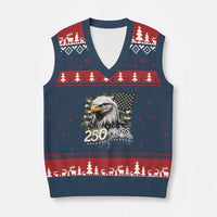 250 Years America Anniversary V-Neck Knit Sweater Vest Patriotic Bald Eagle Military Tactical American Flag Camo