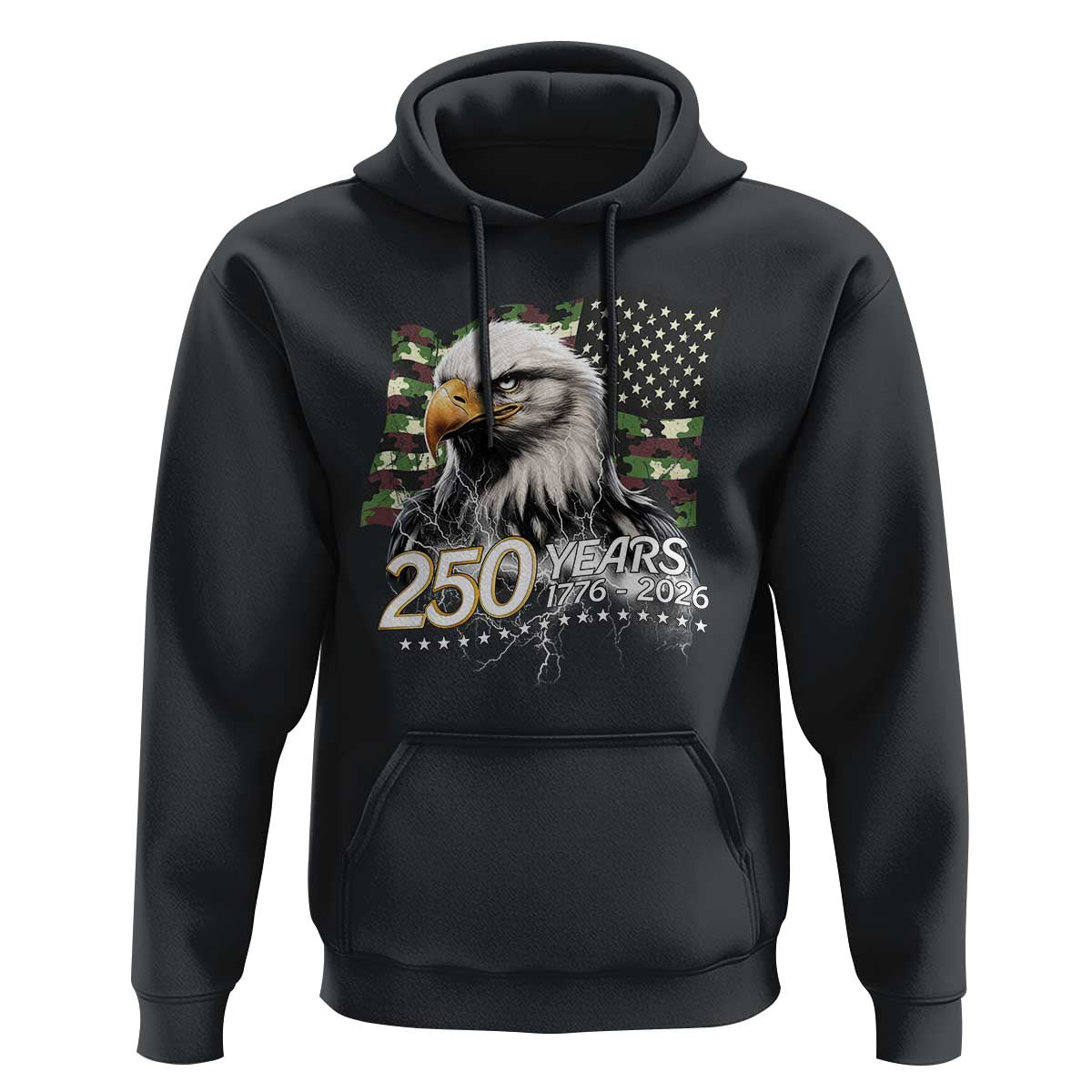 250 Years America Anniversary Hoodie Patriotic Bald Eagle Military Tactical American Flag Camo