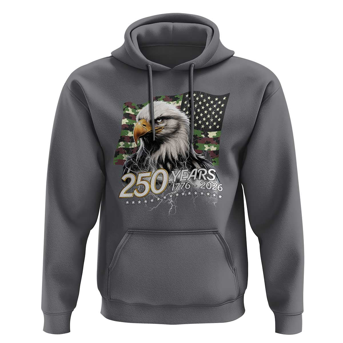 250 Years America Anniversary Hoodie Patriotic Bald Eagle Military Tactical American Flag Camo