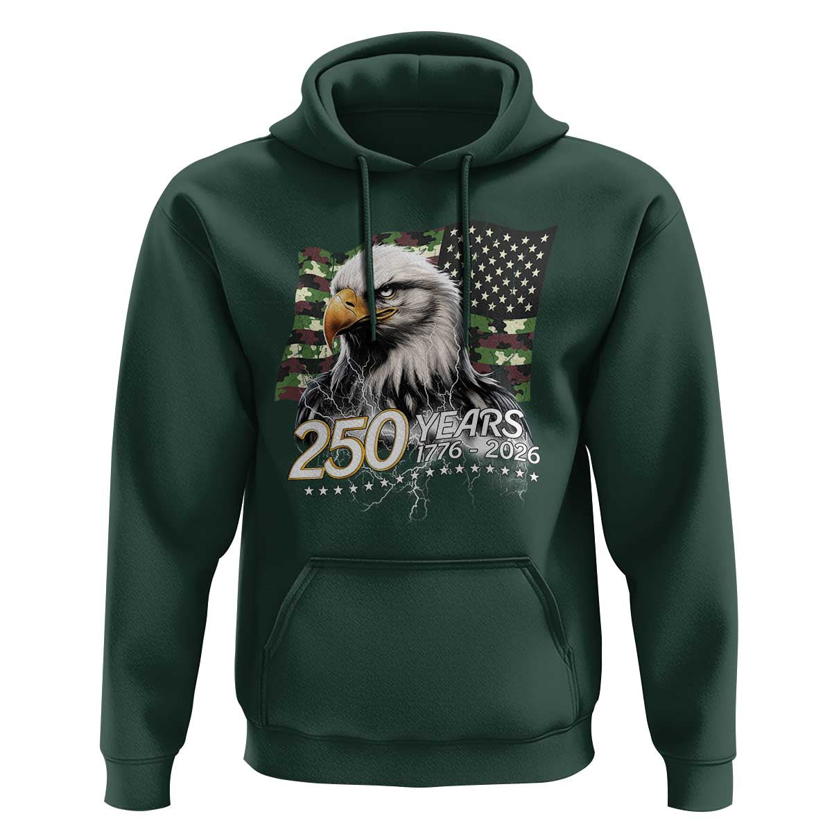 250 Years America Anniversary Hoodie Patriotic Bald Eagle Military Tactical American Flag Camo