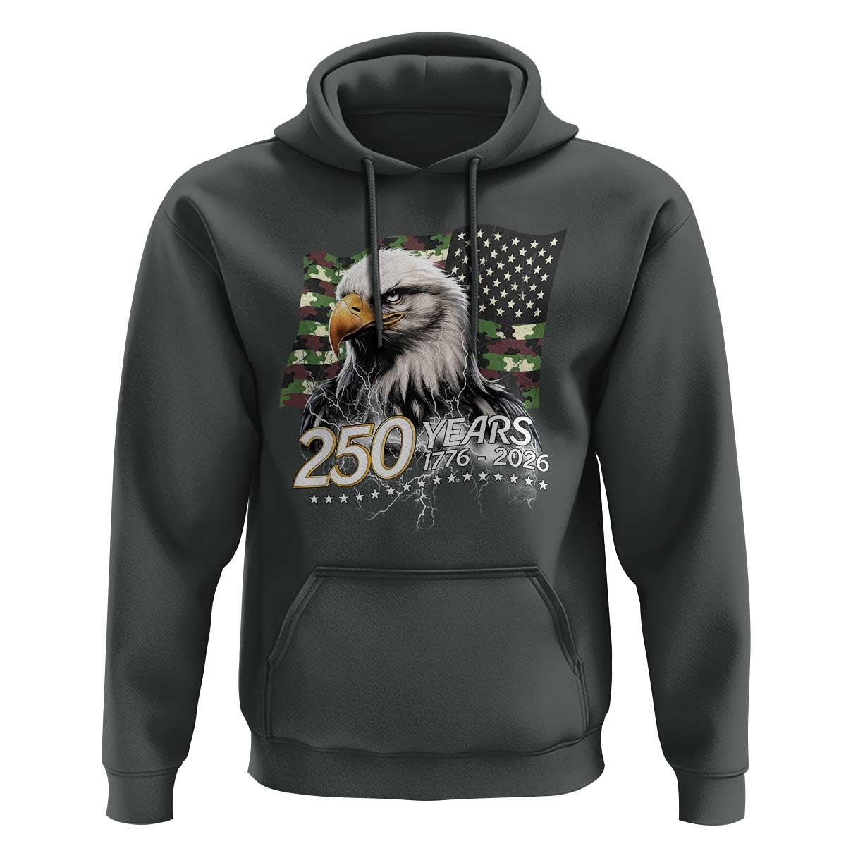 250 Years America Anniversary Hoodie Patriotic Bald Eagle Military Tactical American Flag Camo