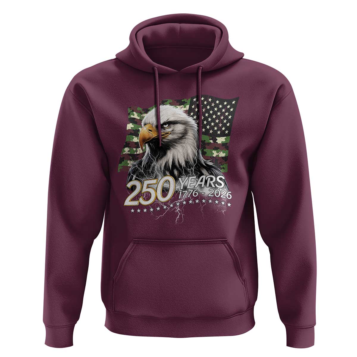 250 Years America Anniversary Hoodie Patriotic Bald Eagle Military Tactical American Flag Camo