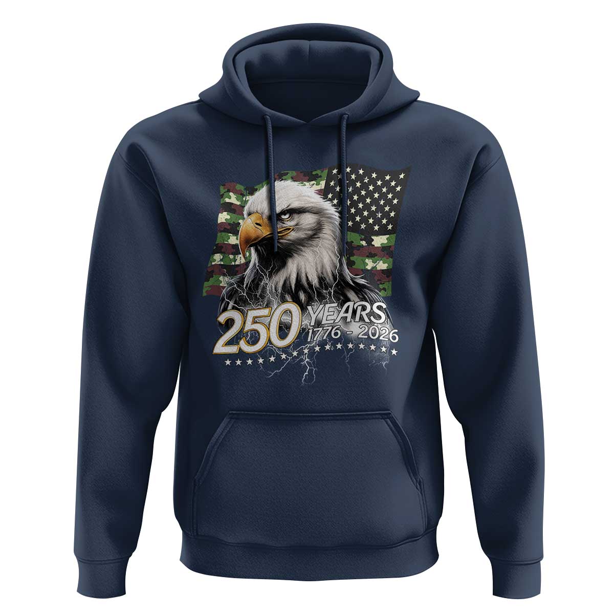 250 Years America Anniversary Hoodie Patriotic Bald Eagle Military Tactical American Flag Camo