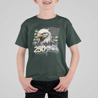 250 Years America Anniversary T Shirt For Kid Patriotic Bald Eagle Military Tactical American Flag Camo