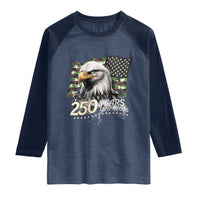 250 Years America Anniversary Raglan Shirt Patriotic Bald Eagle Military Tactical American Flag Camo
