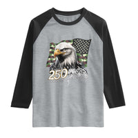 250 Years America Anniversary Raglan Shirt Patriotic Bald Eagle Military Tactical American Flag Camo