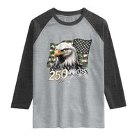 250 Years America Anniversary Raglan Shirt Patriotic Bald Eagle Military Tactical American Flag Camo