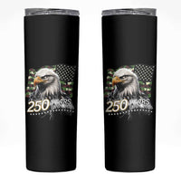 250 Years America Anniversary Skinny Tumbler Patriotic Bald Eagle Military Tactical American Flag Camo
