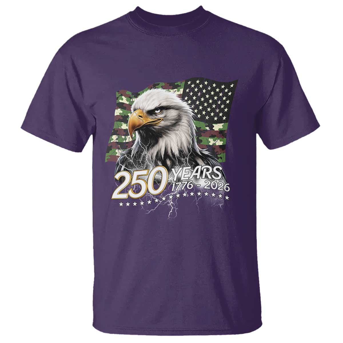250 Years America Anniversary T Shirt Patriotic Bald Eagle Military Tactical American Flag Camo