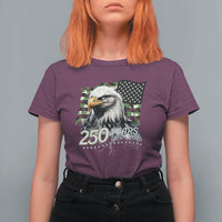 250 Years America Anniversary T Shirt For Women Patriotic Bald Eagle Military Tactical American Flag Camo
