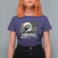 250 Years America Anniversary T Shirt For Women Patriotic Bald Eagle Military Tactical American Flag Camo