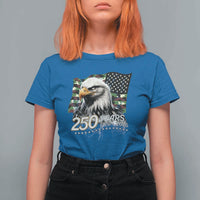 250 Years America Anniversary T Shirt For Women Patriotic Bald Eagle Military Tactical American Flag Camo