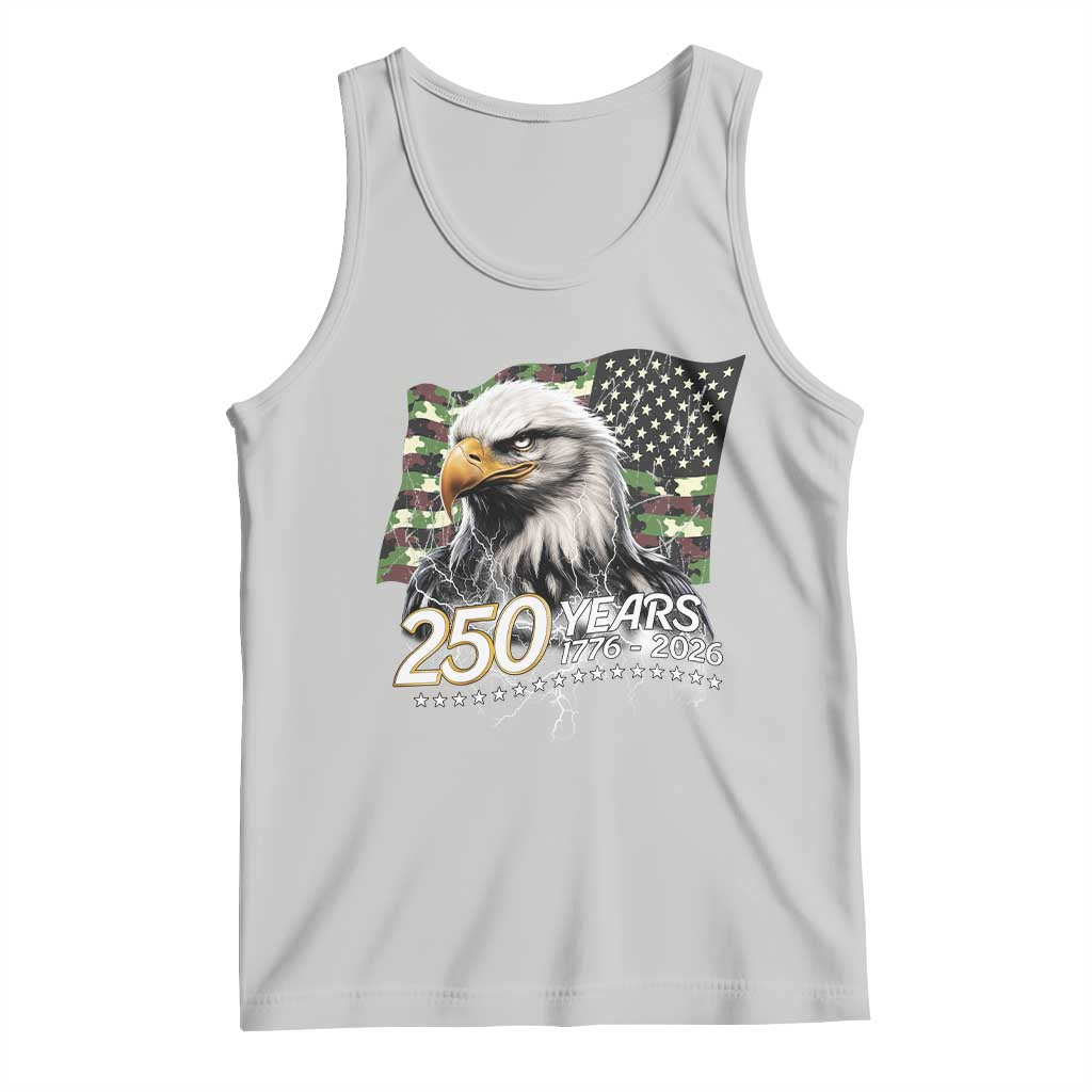 250 Years America Anniversary Tank Top Patriotic Bald Eagle Military Tactical American Flag Camo