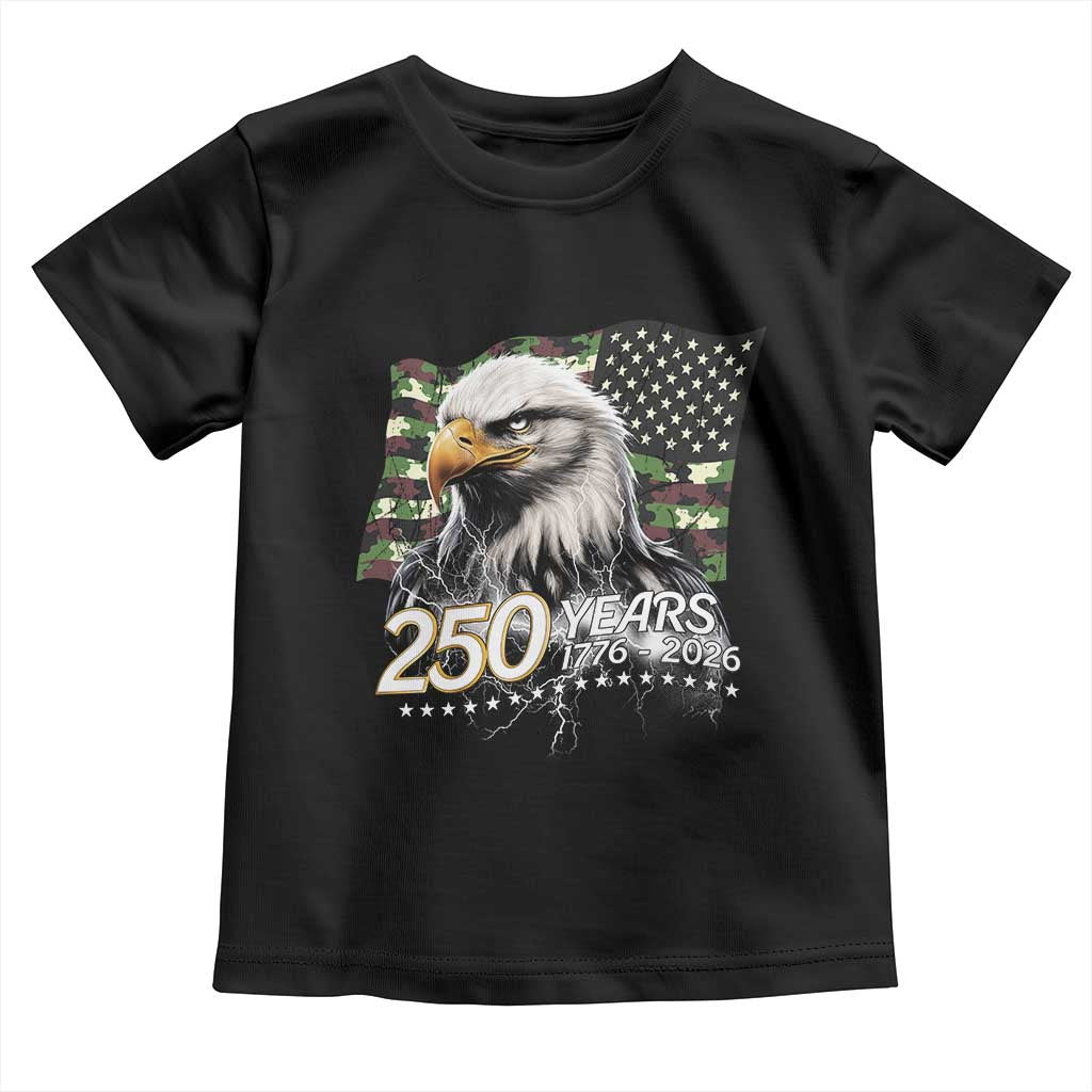 250 Years America Anniversary Toddler T Shirt Patriotic Bald Eagle Military Tactical American Flag Camo