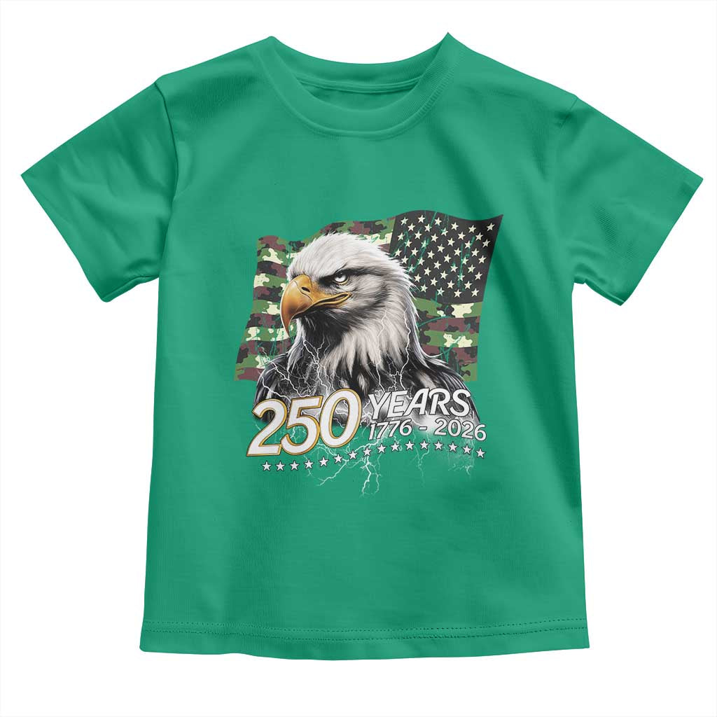 250 Years America Anniversary Toddler T Shirt Patriotic Bald Eagle Military Tactical American Flag Camo