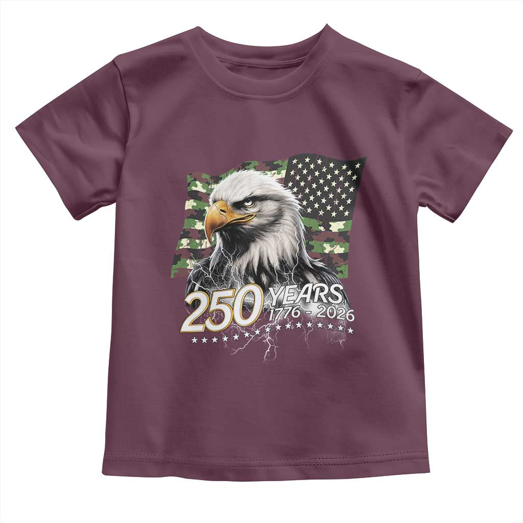250 Years America Anniversary Toddler T Shirt Patriotic Bald Eagle Military Tactical American Flag Camo