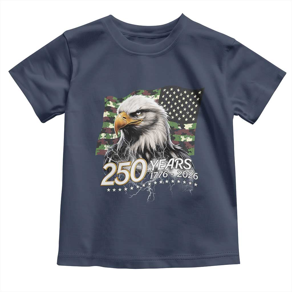 250 Years America Anniversary Toddler T Shirt Patriotic Bald Eagle Military Tactical American Flag Camo