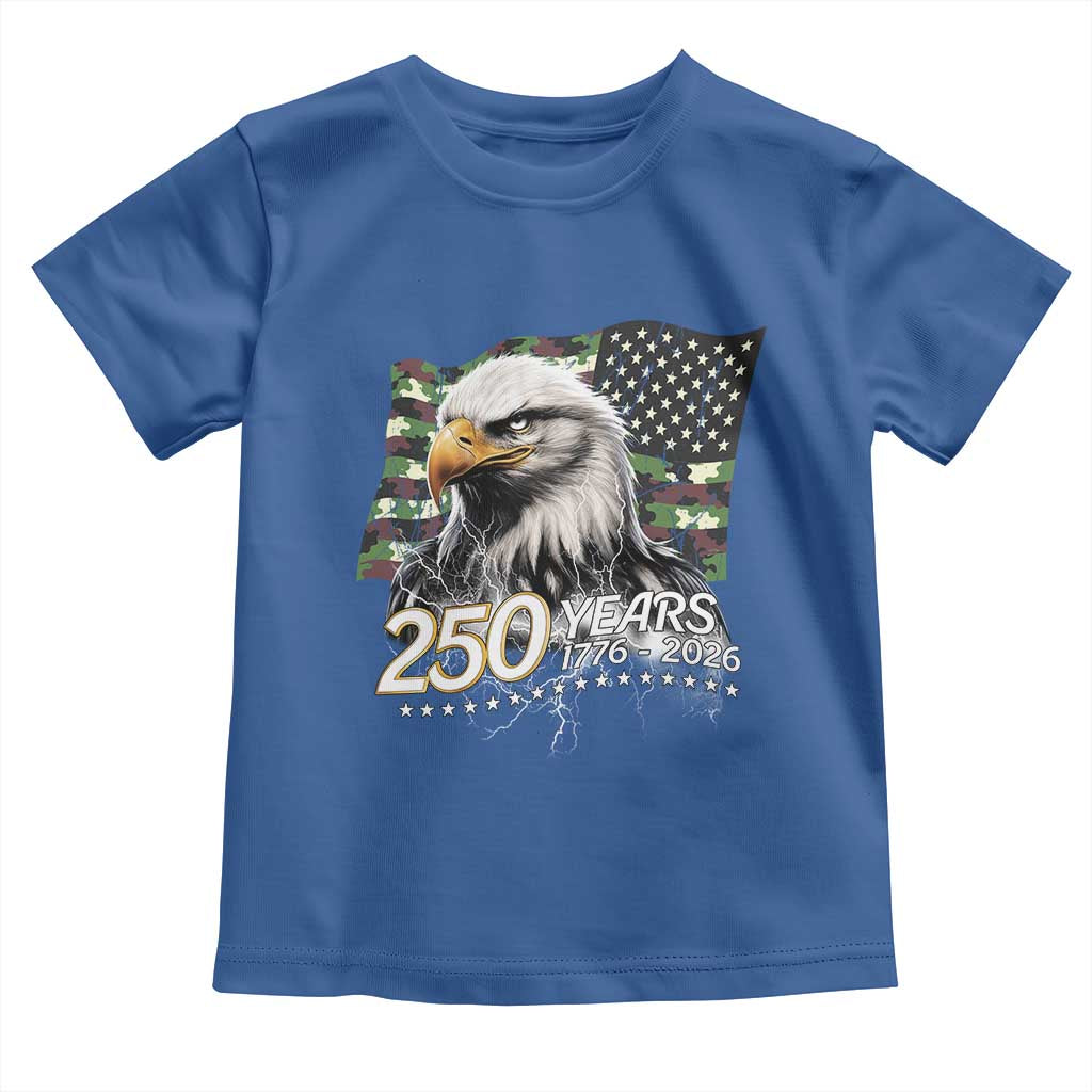 250 Years America Anniversary Toddler T Shirt Patriotic Bald Eagle Military Tactical American Flag Camo