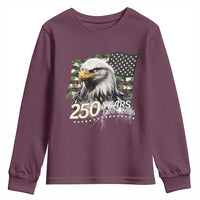 250 Years America Anniversary Youth Sweatshirt Patriotic Bald Eagle Military Tactical American Flag Camo