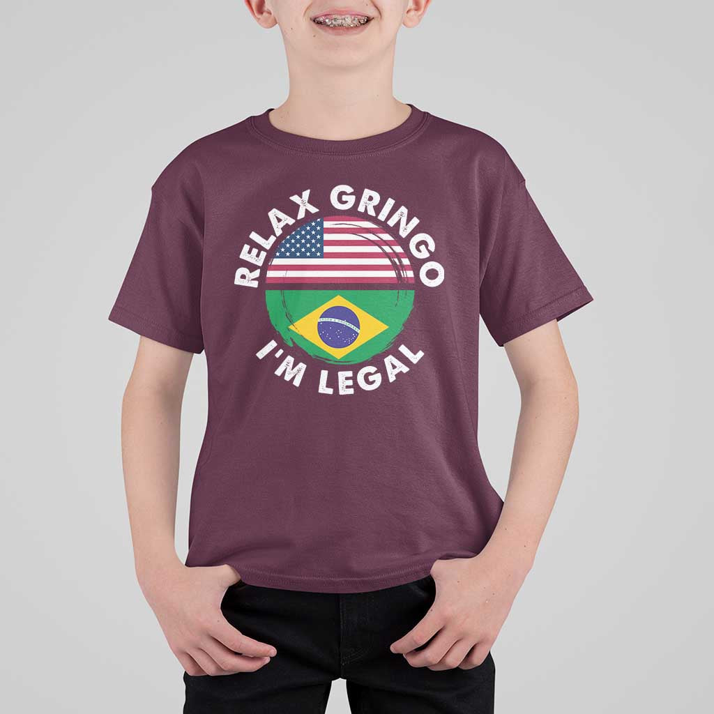 Relax Gringo I'm Legal Brazil Brazilian Immigrant T Shirt For Kid