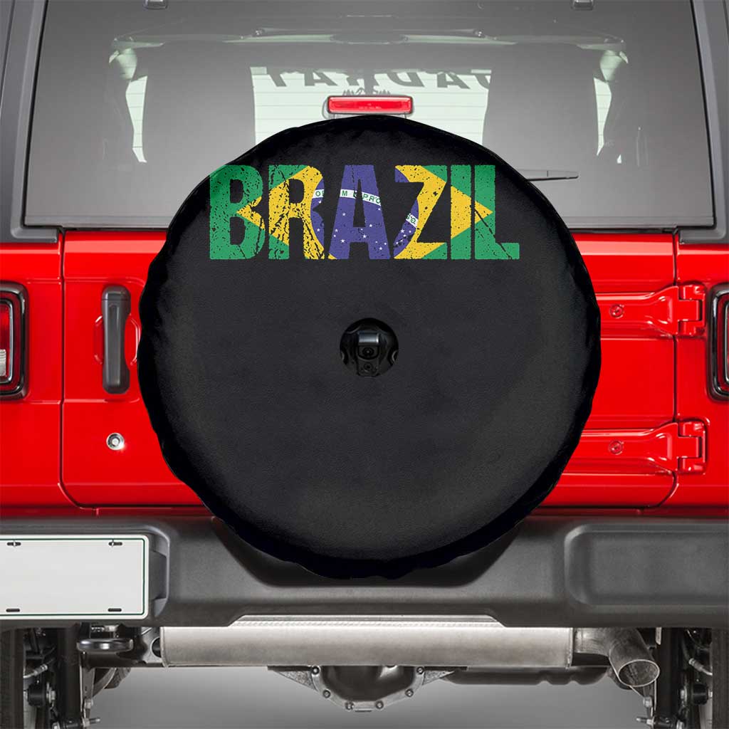 Brazil Brasil Flag Spare Tire Cover Vintage Distressed Brazil