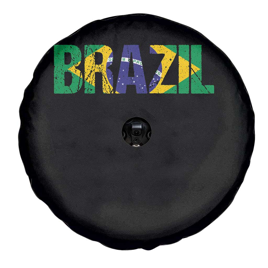 Brazil Brasil Flag Spare Tire Cover Vintage Distressed Brazil