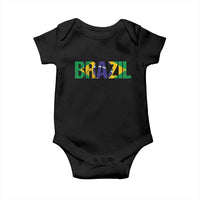 Brazil Brasil Flag Baby Onesie Vintage Distressed Brazil