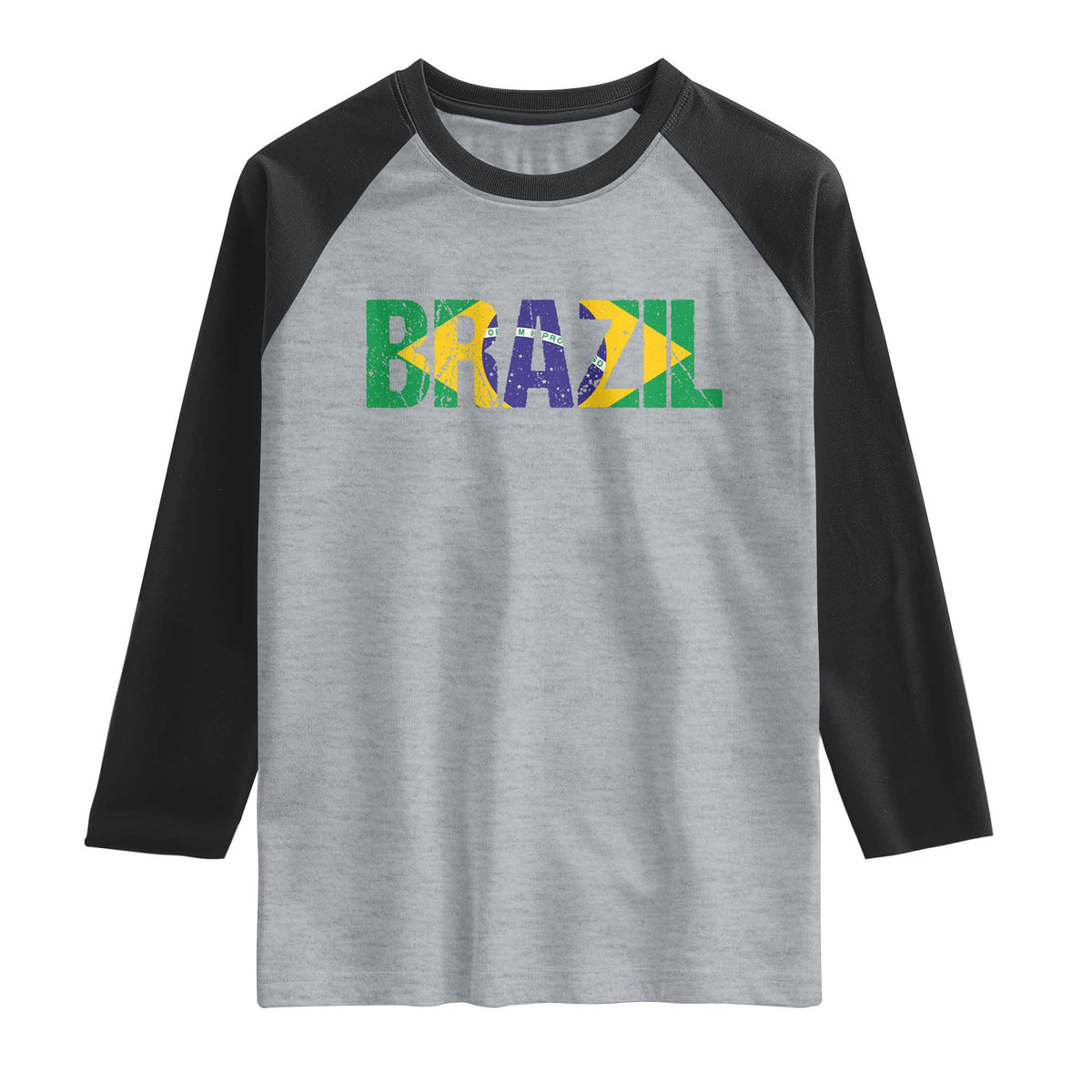 Brazil Brasil Flag Raglan Shirt Vintage Distressed Brazil