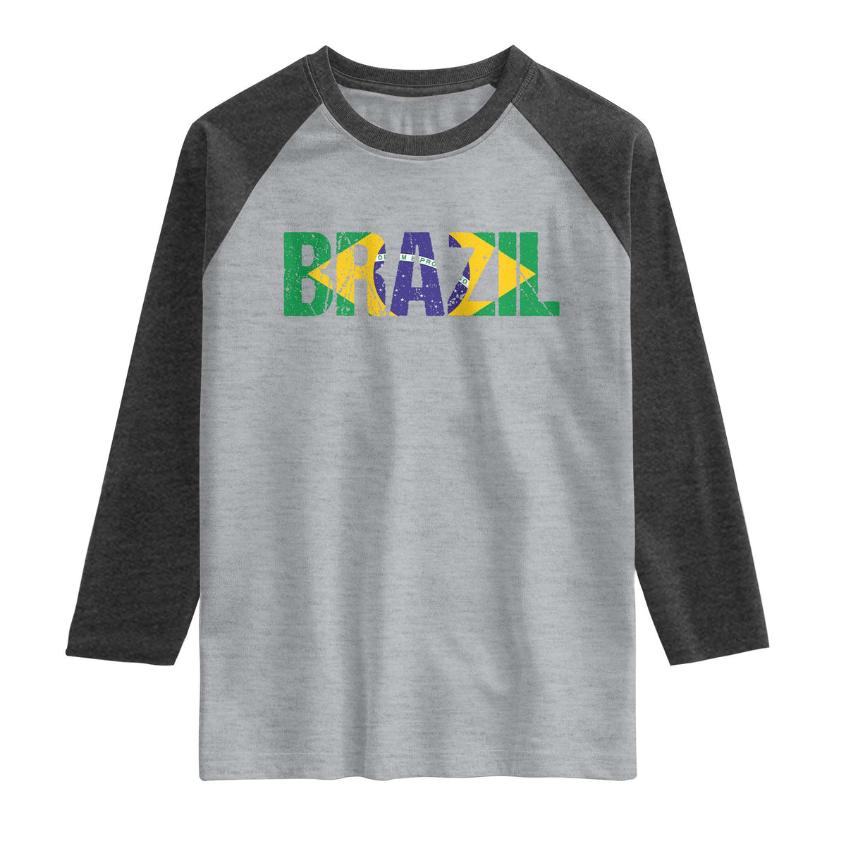 Brazil Brasil Flag Raglan Shirt Vintage Distressed Brazil