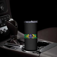 Brazil Brasil Flag Skinny Tumbler Vintage Distressed Brazil