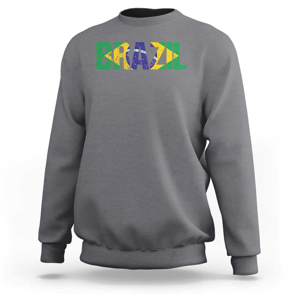 Brazil Brasil Flag Sweatshirt Vintage Distressed Brazil
