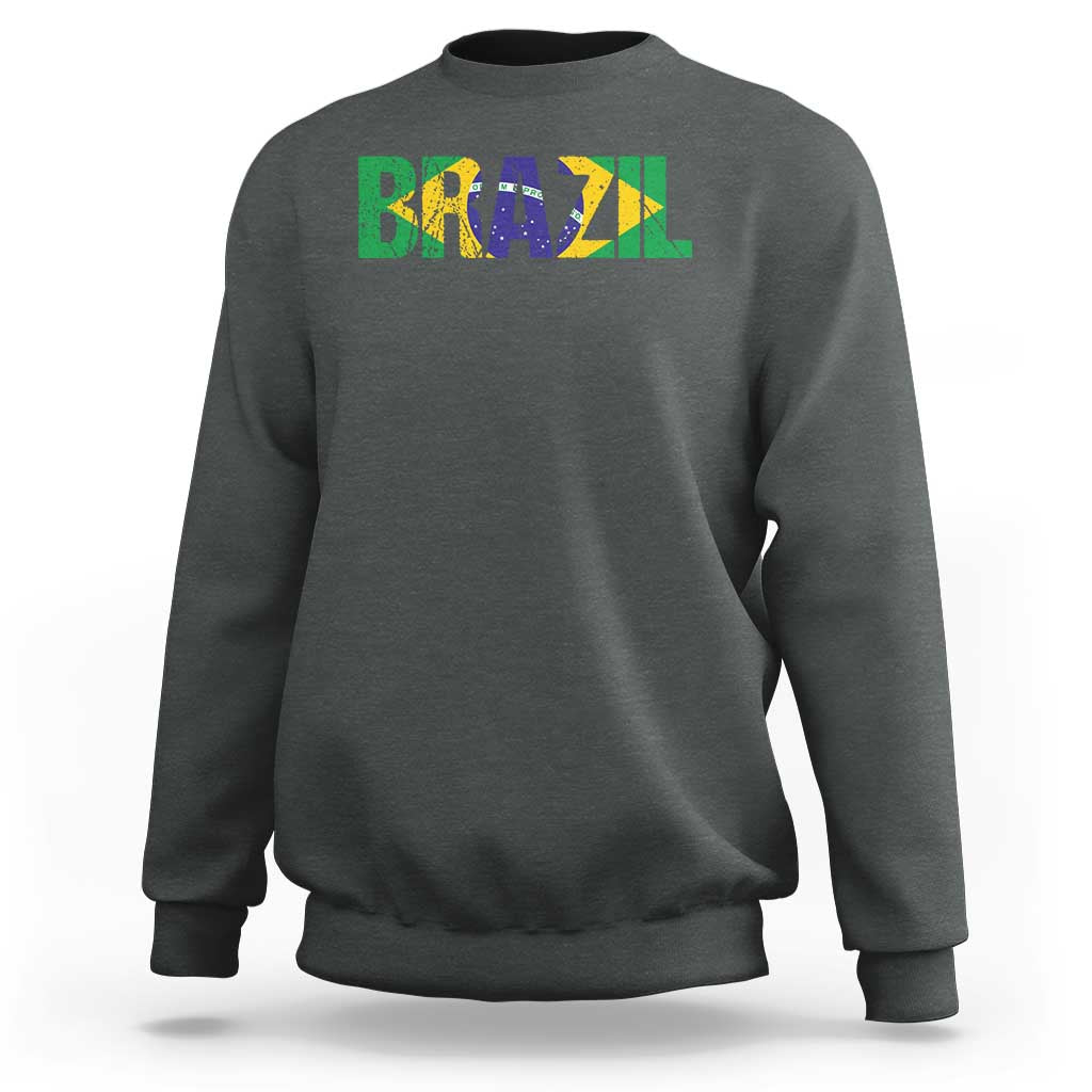 Brazil Brasil Flag Sweatshirt Vintage Distressed Brazil