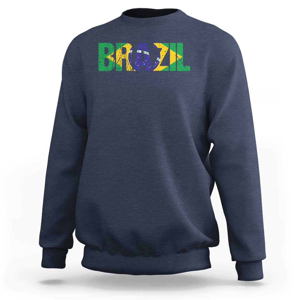 Brazil Brasil Flag Sweatshirt Vintage Distressed Brazil